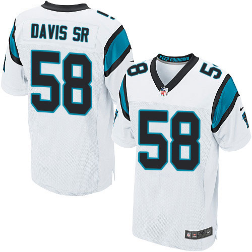 Men's Elite Thomas Davis Nike Jersey White Road - #58 NFL Carolina Panthers